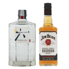 Jim Beam bourbon of Roku gin